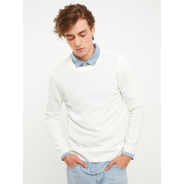 Crew Neck Long Sleeve Men's Tricot Sweater