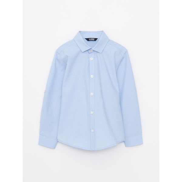 Basic Long Sleeve Poplin Boy Shirt