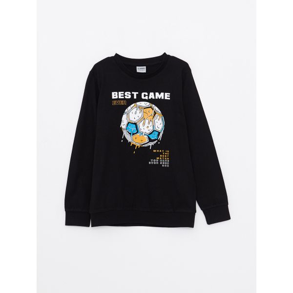 Crew Neck Printed Long Sleeve Boy Sweatshirt