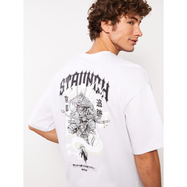 Crew Neck Short Sleeve Printed Combed Cotton Men's T-shirt