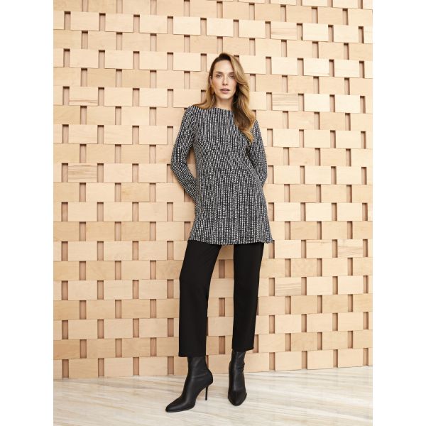 Crew Neck Patterned Long Sleeve Women's Tunic