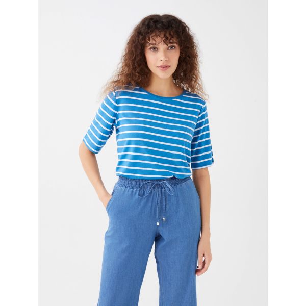 Crew Neck Striped Short Sleeve Women's T-Shirt