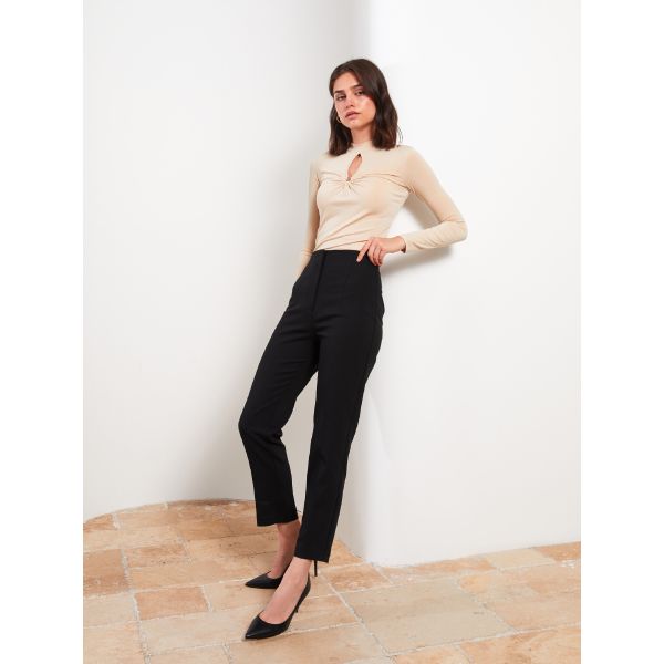 Women's High Waisted Standard Fit Regular Trousers