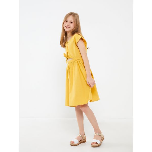 Crew Neck Short Sleeve Girl's Dress