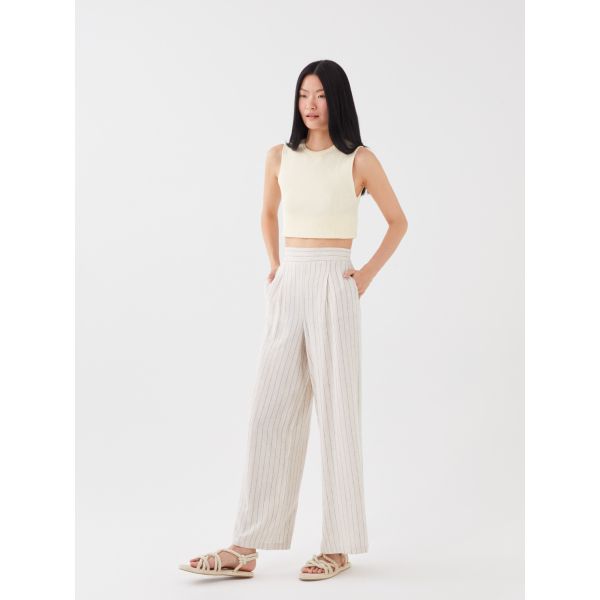 Elastic Waist Comfortable Fit Women Linen Trousers