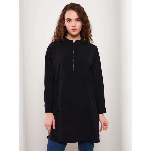 Hooded Regular Long Sleeve Oversize Women's Tunic