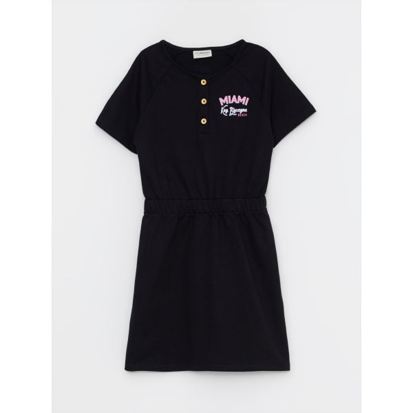 Crew Neck Short Sleeve Girl Dress