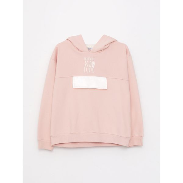 Hooded Printed Long Sleeve Girl Sweatshirt