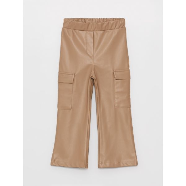 Leather Look Baby Girl Cargo Pants