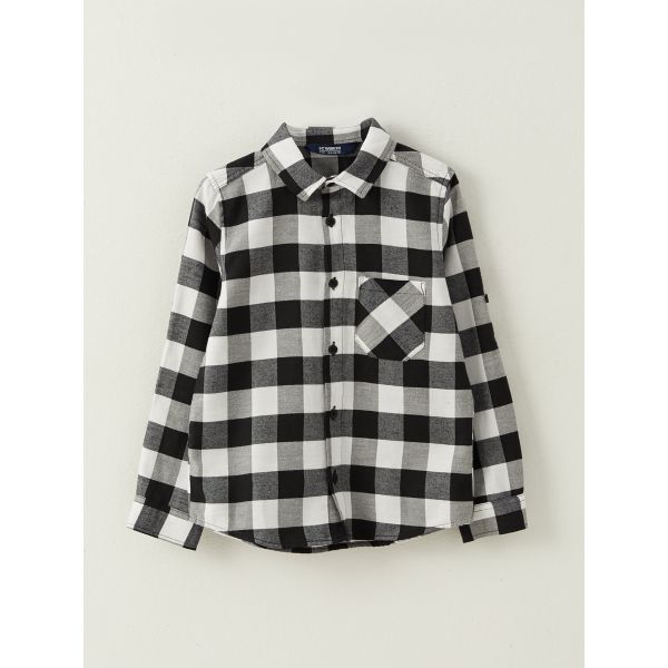 Plaid Long Sleeve Gabardine Boy Shirt