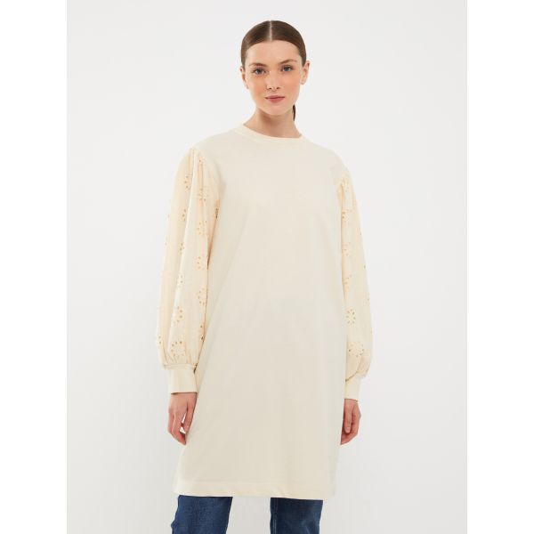 Crew Neck Embroidered Long Sleeve Women's Tunic