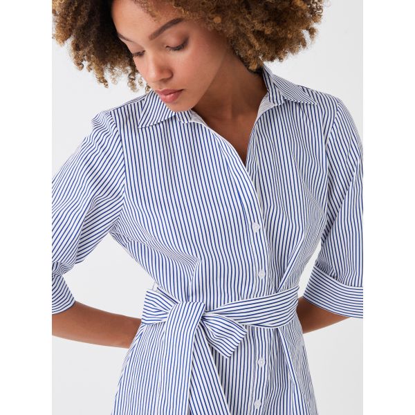 Striped Poplin Women's Shirt Dress