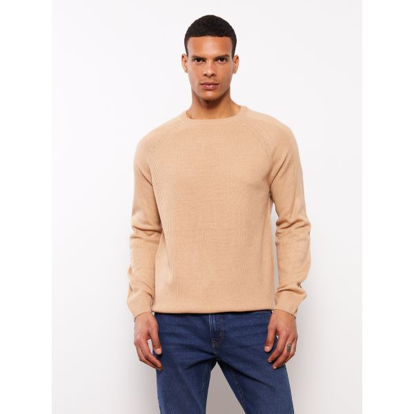 Crew Neck Long Sleeve Men's Tricot Sweater