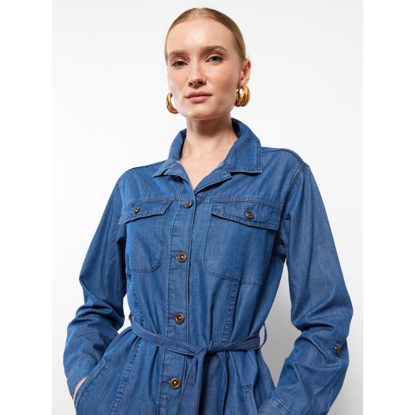 Shirt Neck Regular Long Sleeve Women's Jean Jacket