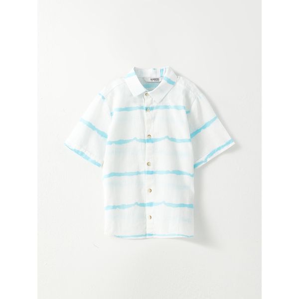 Striped Short Sleeve Gabardine Boy Shirt