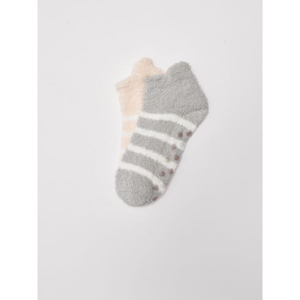 Striped Anti-Slip Sole Women's Home Socks 2-Pack