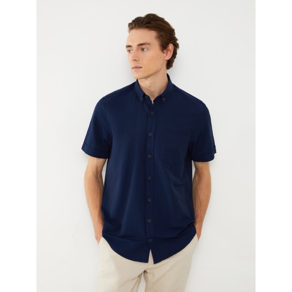 Regular Fit Short Sleeve Poplin Men's Shirt