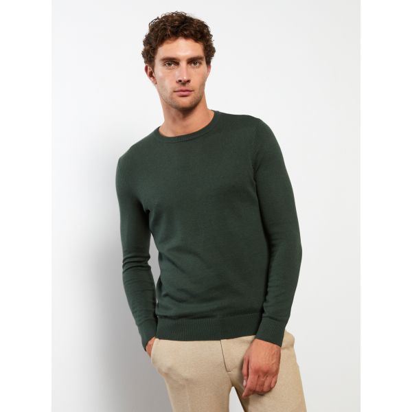 Crew Neck Long Sleeve Men's Tricot Sweater