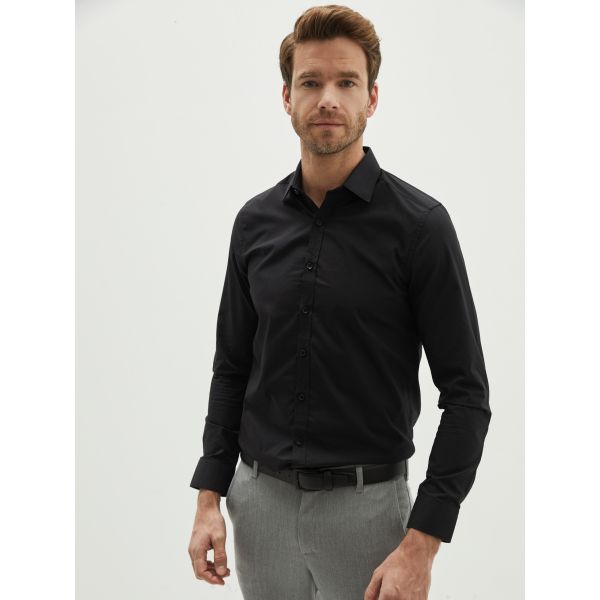 Slim Fit Long Sleeve Poplin Men's Shirt