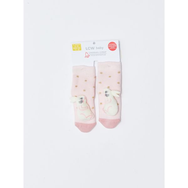 Baby Girl Home Socks with Toy