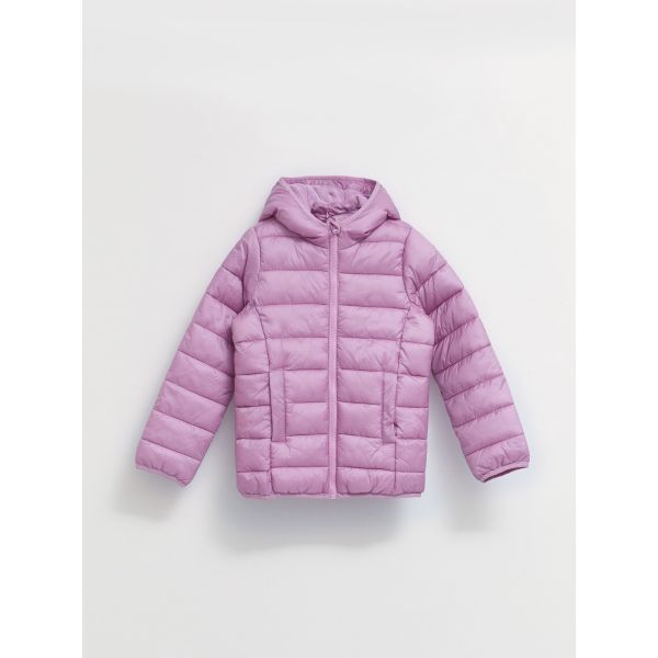 Hooded Basic Long Sleeve Girl Puffer