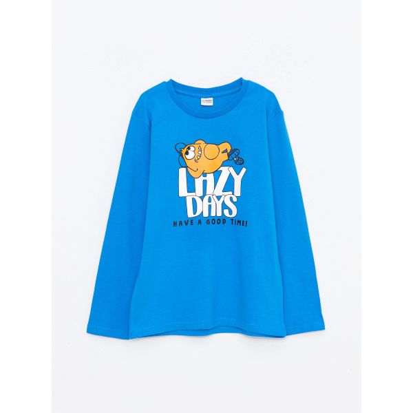 Crew Neck Printed Long Sleeve Boy T-shirt