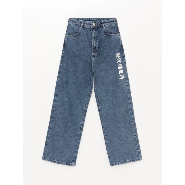 K-Pop Printed Wide Leg Girl Jeans