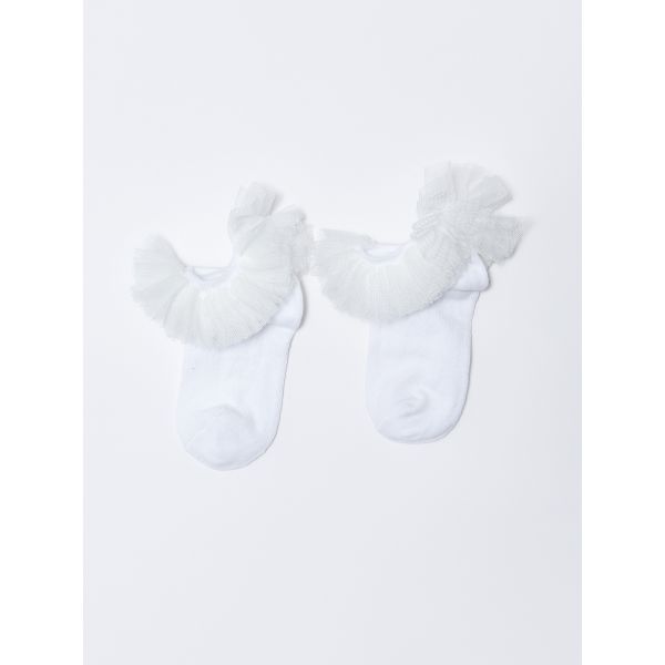 Tulle Detailed Baby Girl Booties Socks