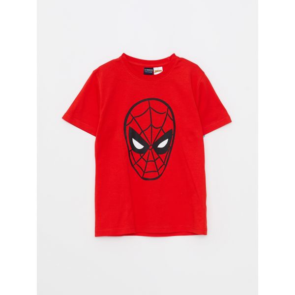 Crew Neck Spiderman Printed Short Sleeve Cotton Boy T-shirt