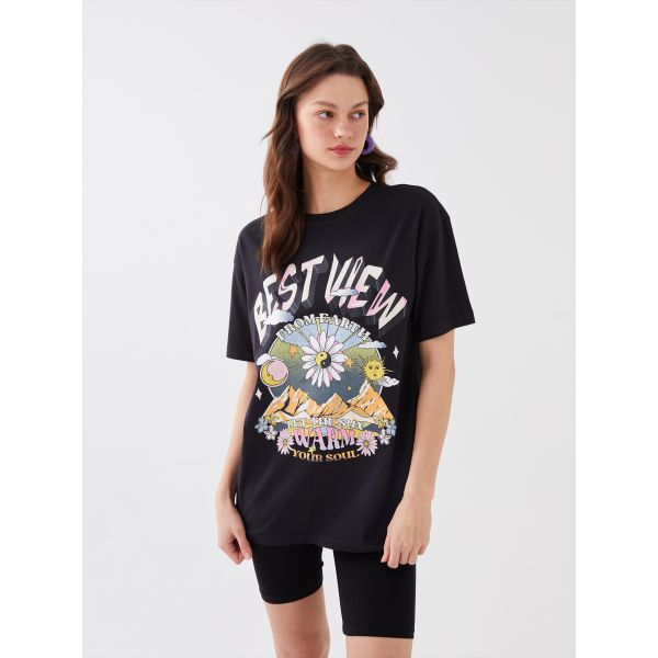 Crew Neck Printed Short Sleeve Oversized T-Shirt