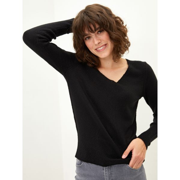 V Neck Regular Long Sleeve Women's Tricot Sweater