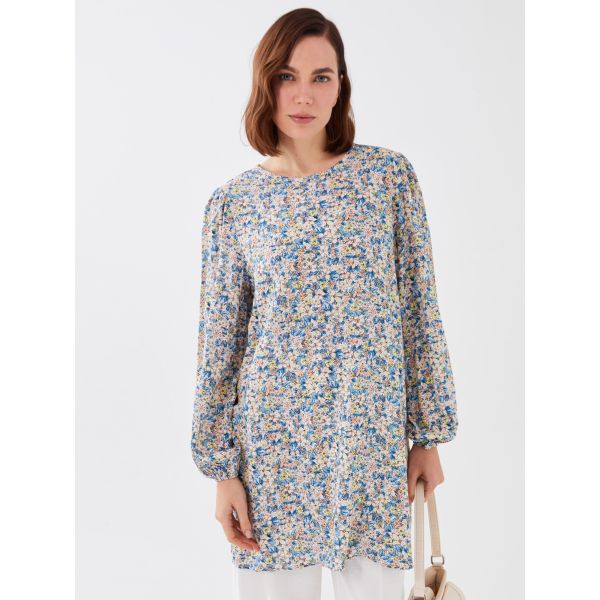 Crew Neck Patterned Long Sleeve Women's Tunic