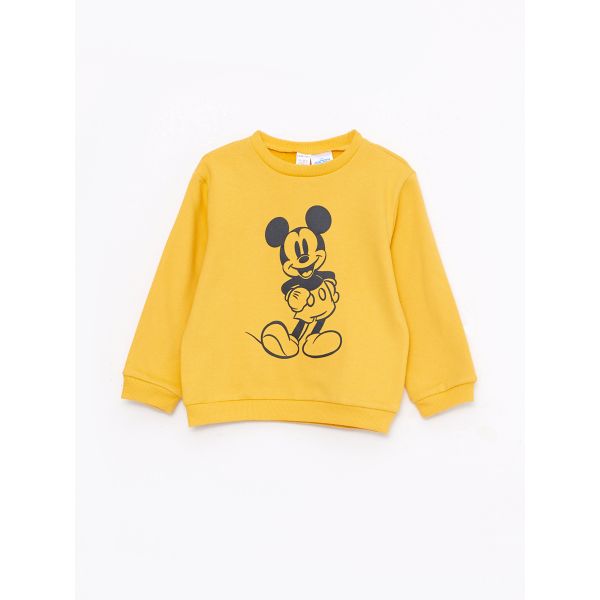 Crew Neck Long Sleeve Mickey Mouse Printed Baby Girl Sweatshirt