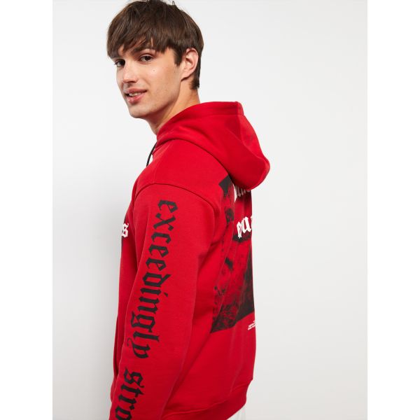 Oversize Hooded Long Sleeve Printed Men's Hoodie