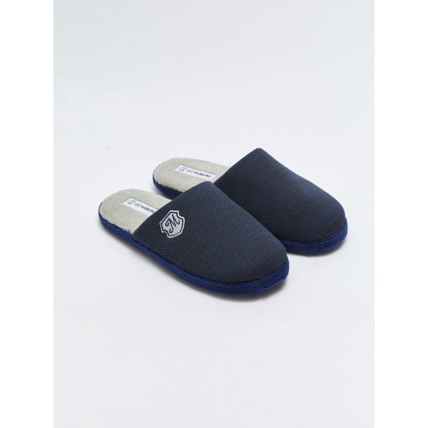 Embroidered Closed Front Men's Indoor Slippers