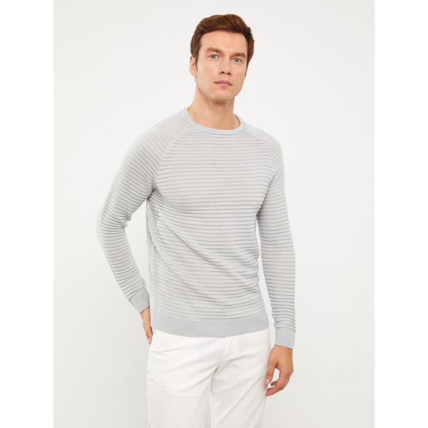 Crew Neck Long Sleeve Men's Tricot Sweater