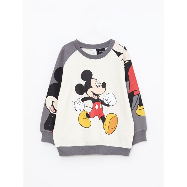 Crew Neck Long Sleeve Mickey Mouse Printed Baby Boy Sweatshirt