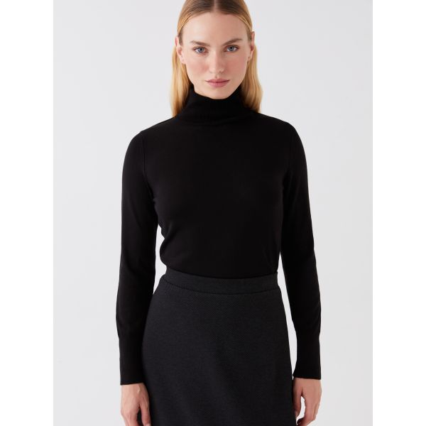 Turtleneck Regular Long Sleeve Women's Tricot Sweater