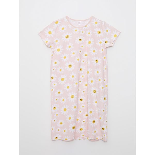 Crew Neck Short Sleeve Girl's Nightdress