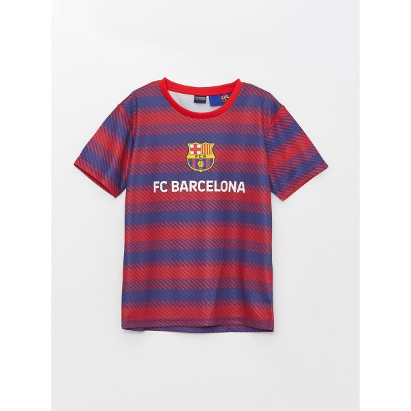 Crew Neck Barcelona Printed Short Sleeve Boy T-Shirt