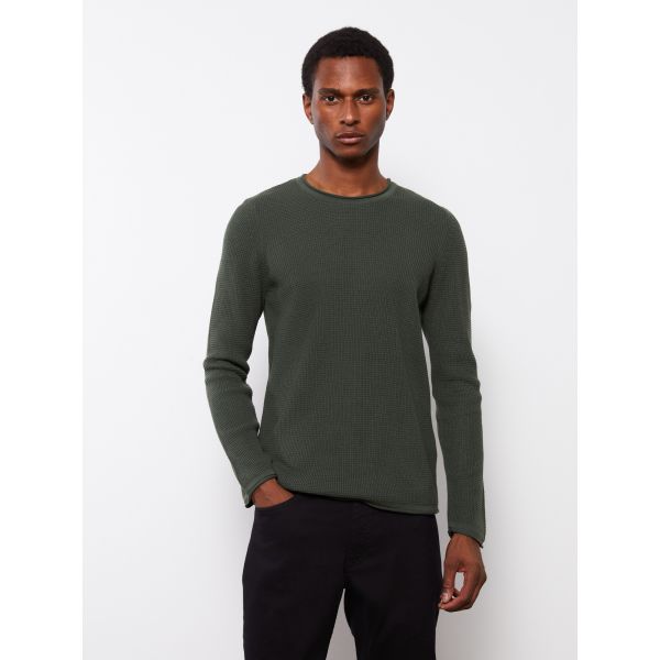 Crew Neck Long Sleeve Men's Tricot Sweater