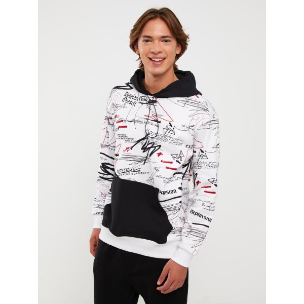 Oversize Hooded Long Sleeve Printed Men's Hoodie