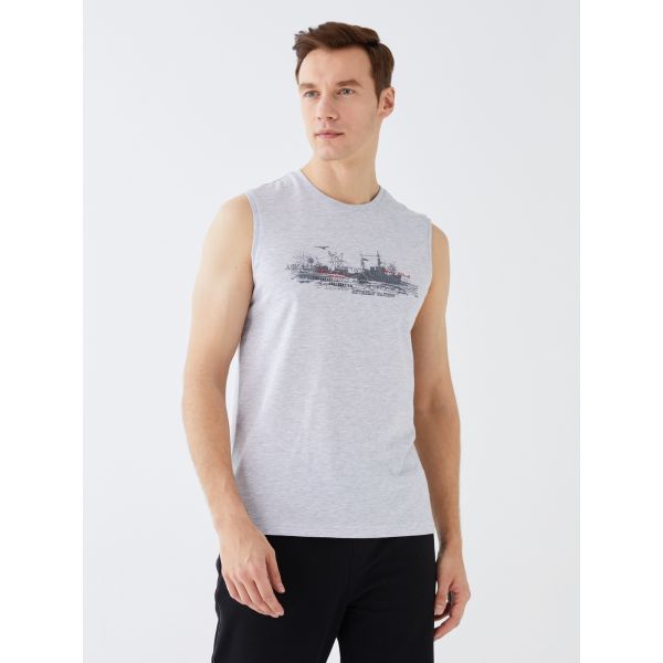 Crew Neck Printed Combed Cotton Men's Sleeveless T-Shirt