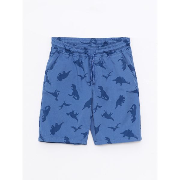 Elastic Waist Patterned Gabardine Boy Shorts