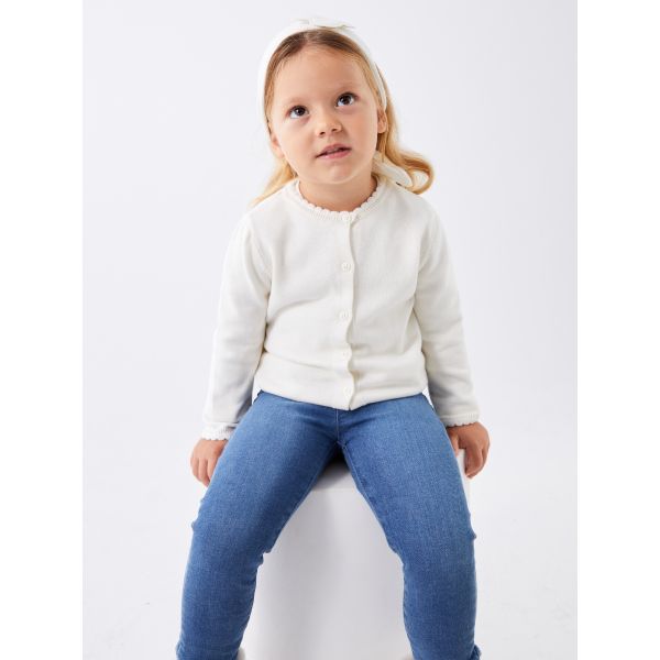 Crew Neck Baby Girl Knitwear Cardigan