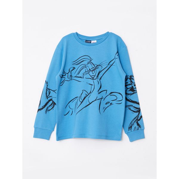 Crew Neck Looney Tunes Printed Long Sleeve Boy T-shirt