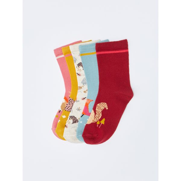 Patterned Girl Socket Socks 5-Pack