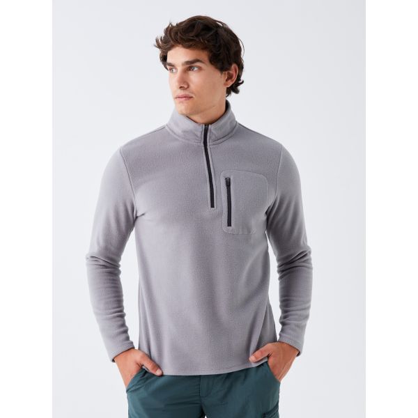 Stand Up Collar Long Sleeve Fleece Men's Sweatshirt