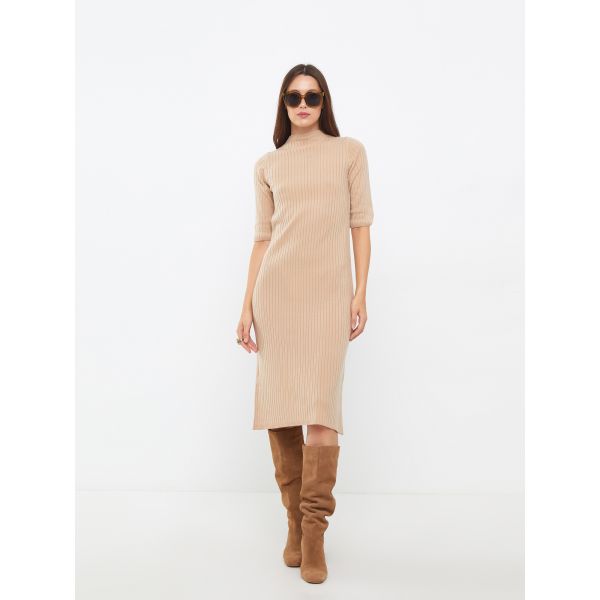 Half Turtleneck Straight Short Sleeve Women's Knitwear Dress