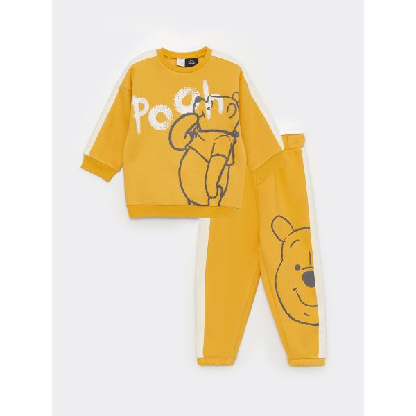 Crew Neck Long Sleeve Winnie the Pooh Printed Baby Boy Sweatshirt and Trousers 2-Pack Set